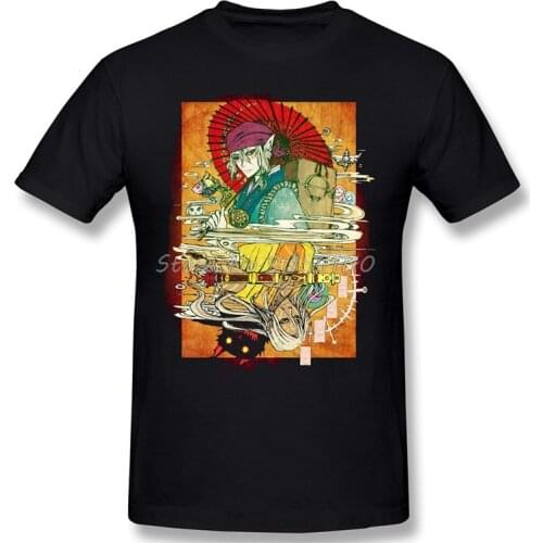 Kusuriuri Print Cotton T-Shirt Princess Mononoke Animated Epic Fantasy Film For Men Fashion Streetwear