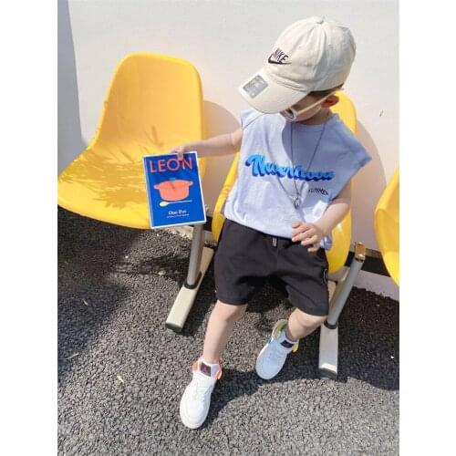 Summer Kids Vest Shirts 2-10 Years Baby Boys Letter Print Sleeveless Vest Tops Casual Cotton Soft Boy T Shirts Children Clothing