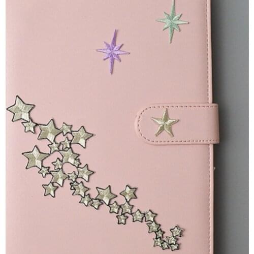 Maxsin 1 Pc High Quality Embroidery Cute Big Silver Pentagram Embroidered Patch Iron On Clothes Dress Jacket DIY Appliques