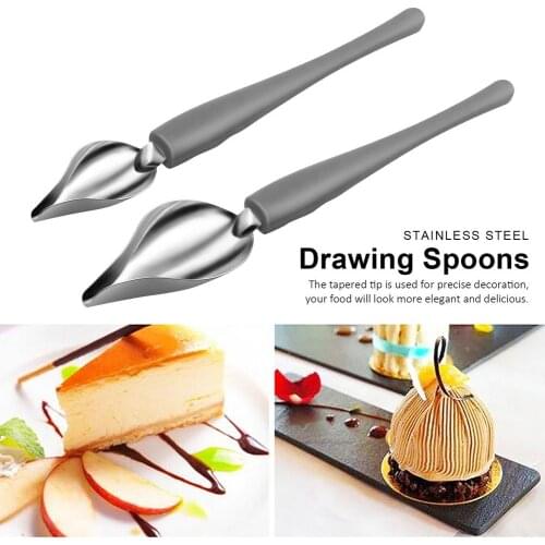 Multi-purpose Pencil Spoons Stainless Steel Chef Cooking Drawing Spoons For Decorating Dishes Cakes Desserts Decoration Tool