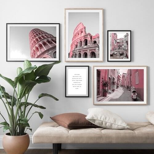Ancient Building Rome tower Boat Bridge Wall Art Canvas Painting Nordic Posters And Prints Wall Pictures For Living Room Decor