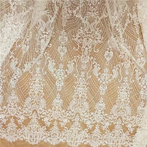 2021 new high-end wedding dress mesh embroidery Sequin fabric cloth clothing DIY handmade materials