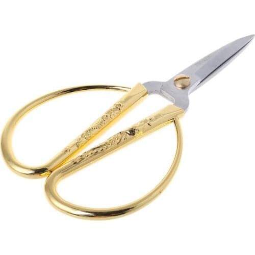 Carved Gold Dragon Tone Metal Handle Bonsai Scissors Stainless Steel Bonsai Scissor Hand Tools Cutting Tools For Kitchen and Hom