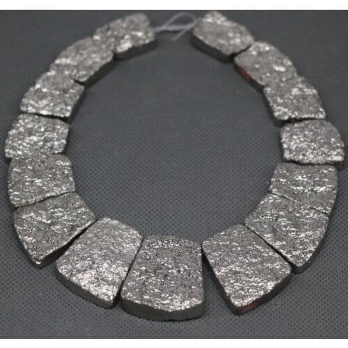 New Arrival Beautiful Gifts, Titanium Silver Stone Necklace, Sediment Slice Beads Top Drilled Slab Accessories Jewelry Making