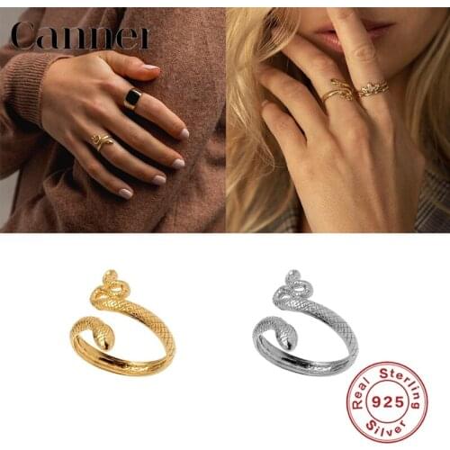 925 Sterling Silver Opening Finger Rings Snake Vintage Punk Rock Rings For Women Girls Fine Jewelry joyeria mujer anillos W4