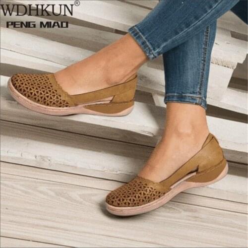 Summer Women Wedges Orthopedic Sandals Office Shoes Woman Hollow Out Vintage Shoes Slip on Casual Sewing Ladies Bunion Sandal