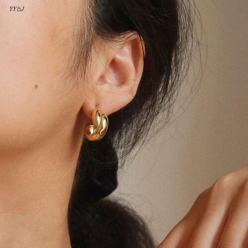 Small Crossover Woven hoop earrings for women stainless steel gold hoop earrings bulk items wholesale jewelry minimalist