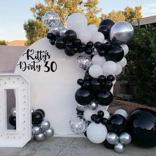 83pcs Balloon Garland Arch Kit Metal Chrome Confetti Sliver DIY White Black Balloons Birthday Baby Shower Wedding Party Decor
