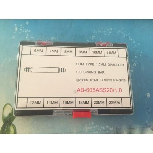 Watch Band Pins 1.0mm Super Thin Double Flanged Stainless Steel Spring Bar Assortment 240 Pieces