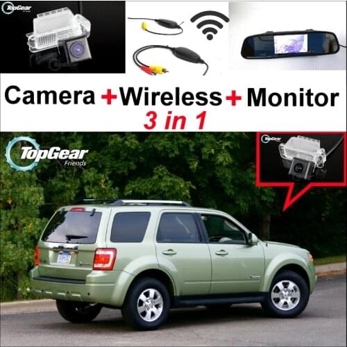 3 in1 Special Rear View Camera + Wireless Receiver + Mirror Monitor DIY Parking System For Ford Escape 2008~2012