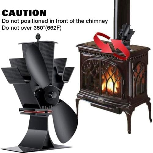 Thermal Power Fireplace Fan Safe Efficient Stove Cooler Fan Anodizing Aluminum Overall with 2 Blades Heater Stove Fan