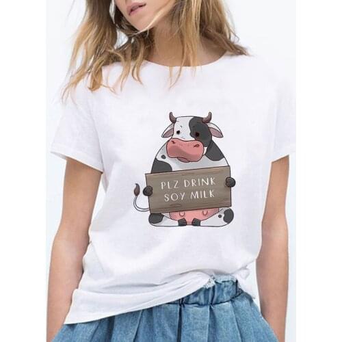 Lus Los Animal cowT Shirt Vegan Vegetarian Tee harajuku clothes t-shirt FunnyAnimal white tshirt female women clothing