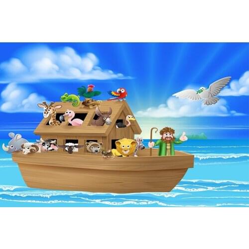 Noahs Ark cartoon photo backgrounds vinyl kids portrait photography backdrops for child photo studio props photophone lv-580