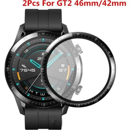 2pack 3D Curved Edge Soft Clear Protective Film Full Cover For Huawei Watch GT 2 46mm GT2 42mm Smartwatch LCD Screen Protector