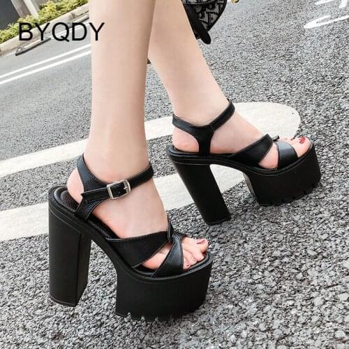 BYQDY Summer Genuine Women Platform Sandals High Heels 15CM Peep Toe Mixed Colors Sweet Woman Shoes Sexy Catwalk Party Plus Size