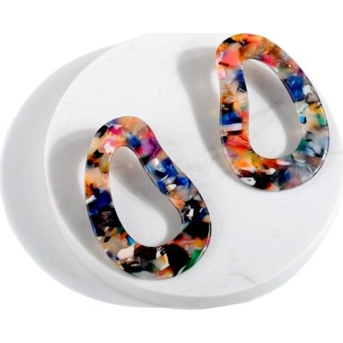 Fashion Leopard Grain Acrylic Geometric Drop Dangle Earrings For Women Statement Big Oval Acetic Acid Earrings Jewelry Brincos