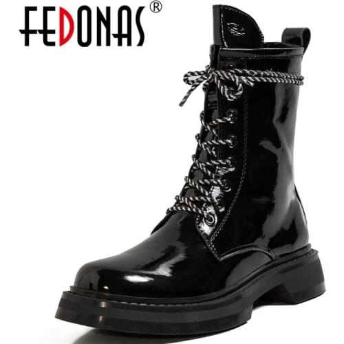 FEDONAS Vintage Winter Ankle Boots For Women Genuine Leather Chunky Heels Pumps For Women Office Lady Round Toe Boots Boots