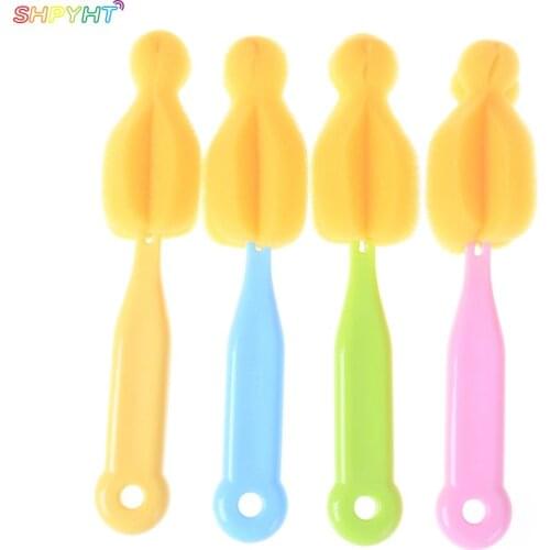 1/2Pcs Baby Bottle Brush Nipple Brush Milk Feeding Bottle Brushes Clip Teat Cleaning Brush Bottle Sponge Rotating Washing NEW