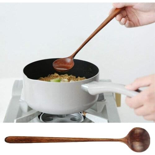 1pc Long Spoons Wooden Korean Style 10.9 inches 100% Natural Wood Long Handle Round for Soup Cooking Mixing Stirr soup spoon