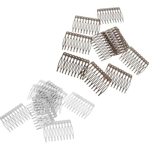 20 Pieces Blank Metal Hair Comb 55mm with 10 Teeth For Hair Accessories DIY