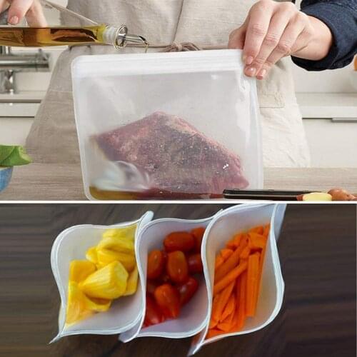 3/5/6pcs 1 Set Leakproof Food Storage Bag Multi Purpose Transparent Reusable Freezer Bags Top Ziplock PEVA Kitchen Organizer