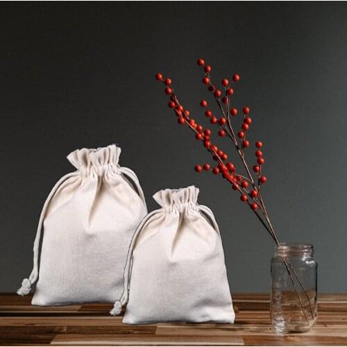 3Pcs Drawstring Gift Jewelry Packaging Canvas Bag 2 Sizes Christmas Pattern Handle Cotton Bags Travel Cloth Storage Pouches