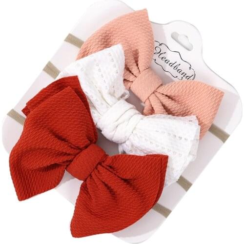 3Pcs/Set Baby Headband Solid Color Bows Newborn Baby Girl Headband Turban Kids Headware Girls Hair Accessories