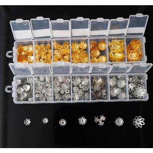 38g New 1Box/Set Sliver Gold DIY Flower Clasp Closed Jump Ring Chain Hook Crimp End Caps Box Sets Diy Jewelry Accessories