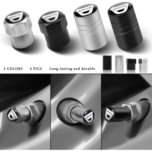 4pcs Car-Styling Aluminum Car Wheel Tire Valve Tyre Caps Case For Dacia Lodgy 2 Mcv Sandero Duster Logan Sandero Car Accessories