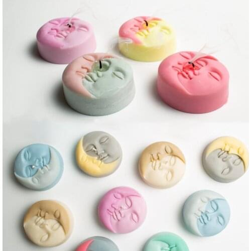 Abstract Human Face Creative Scented Candle Silicone DIY Sun And Moon Resin Soap Clay Cylindrical Molds For Handmade Tools