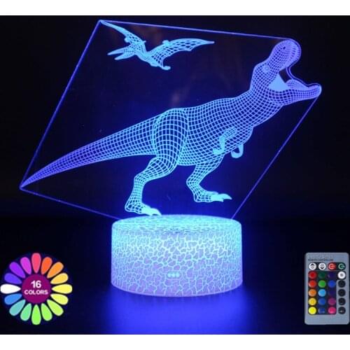 Acrylic Table Lamp 3D Dinosaur USB LED Lights for Home Room Decoration Night Lights Touch/Remote Control Gift for Kids