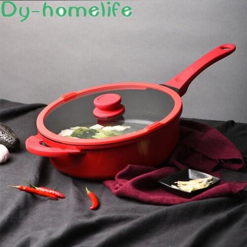 Single Handle Nonstick Wick Creative Red Steak Frying Pan Pan Fire Cooker General Household Kitchen Supplies Cookware