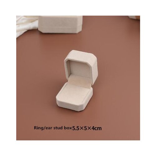 High Quality Cream-coloured Velvet Box Jewelry Display Ring Case Pendant Necklace Gift Box Organizer Wedding Ring Storage Case