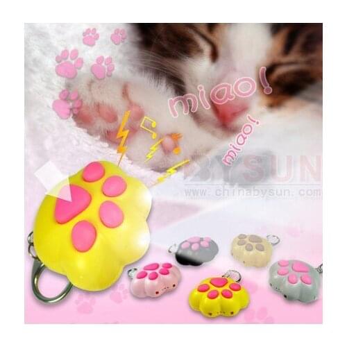 FREE SHIPPING BY DHL 200pcs/lot 2015 Plastic LED Lovely Cat Paw Keychains with Sound Novelty Gift Keyrings for Kids