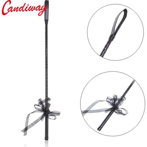 Candiway Black Leather Lace Bow Queen Whip Bondage Flogger Spanking Paddle SM Games Sex Toys For Couples Role Play