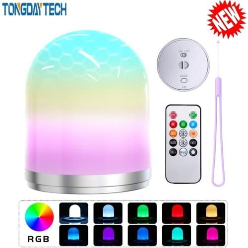Tongdaytech RGB Colorful Lamp Night Light USB Rechargeable Lamp with Remote Control Colorful For Children Kids Baby Bedroom Gift