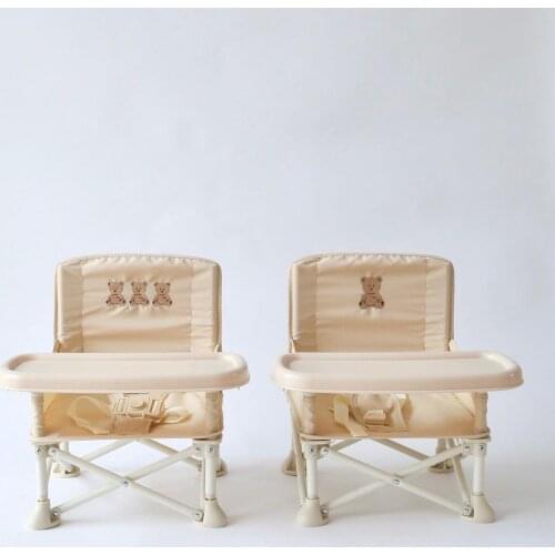 Baby Dining Chair Ins Outdoor Foldable Baby Convenient Eating Props Childrens Photo Picnic Chair Cute Metal Bear Dining Chair