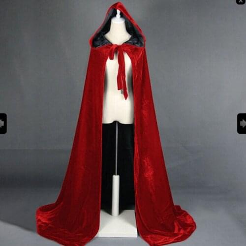 Gothic Adult Halloween Long Velvet Cloak Women Medieval Unisex Ponchos Costume Cape Coat Winter Warm Long Hooded Cloak