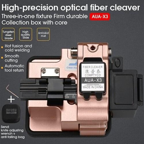 FTTH Cable High Precision AUA-X3 Fiber Cleaver Fiber Optic Cutting Knife Tools Cutter Three-in-One Clamp Slot 24 Surface Blade