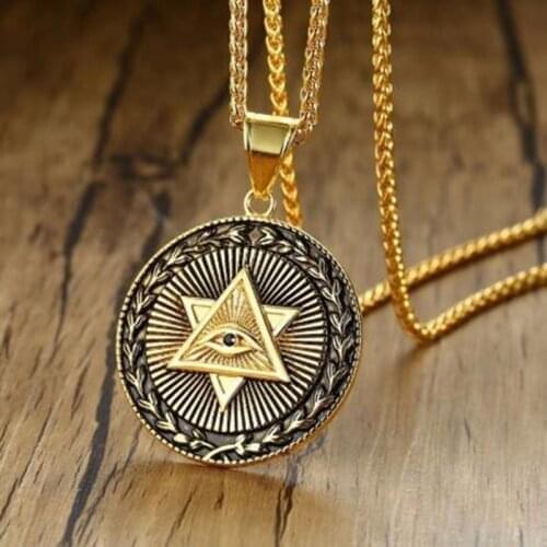 Classic Mysterious Ancient Egypt Style All Seeing Eye Metal Pendant Necklace Mens Rock Punk Amulet Jewelry