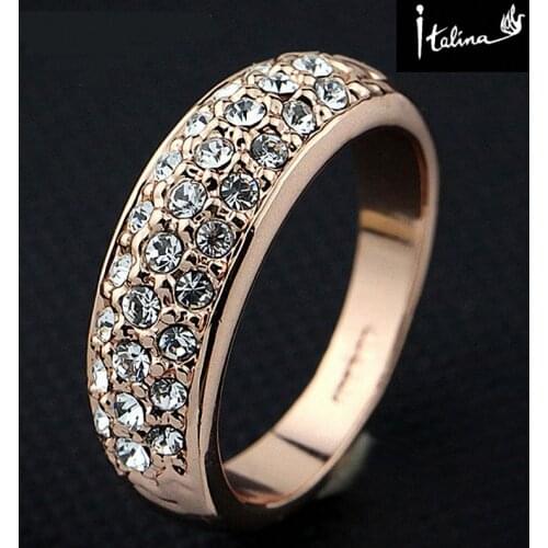 New Sale Brand TracysWing Genuine Austrian Crystal gold Color Rings for Women zirconia #RG90617Rose