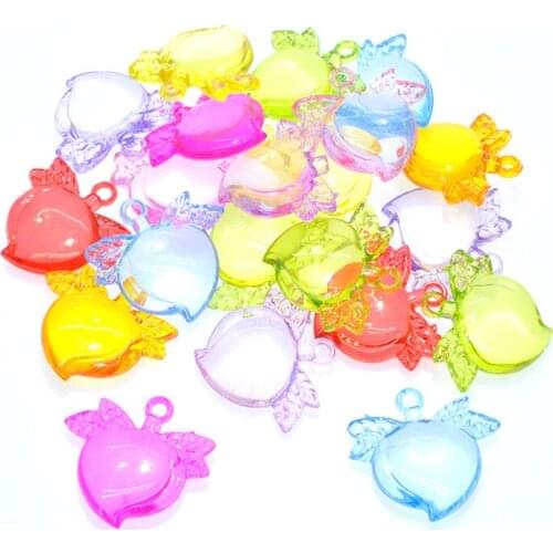 Colorful Acrylic Necklace Pendants DIY Jewelry Findings Kawaii Fruit Peach Shape Plasitc Ornament Garment Charms 30*12mm 170pcs