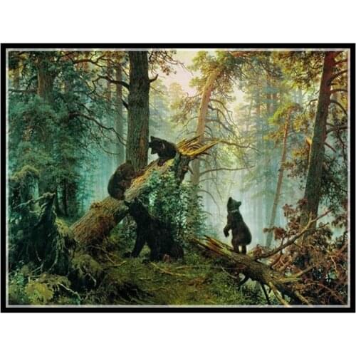 Golden Panno,Needlework,DIY DMC Cross stitch,Sets For Embroidery kit 14ct unprinted cotton thread Black Bear Cross-Stitching