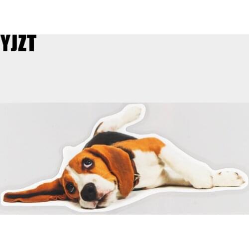 YJZT 21×8.8CM Lazy Beagle Animal Decals Creative Body Decoration Scratch Cover Car Stickers 21A-0412