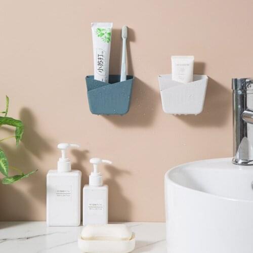 Wall Mounted Organizer Storage Box Remote Control Mounted Mobile Phone Plug Stand Holder Bathroom Wall Shelf Storage Box 4 Color