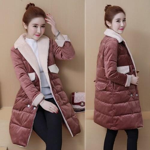 2019 New Fashion Womens Winter Jackets Turn-Down Color Breasted Buttons Female Coat Winter Long Autumn parka Camperas Mujer
