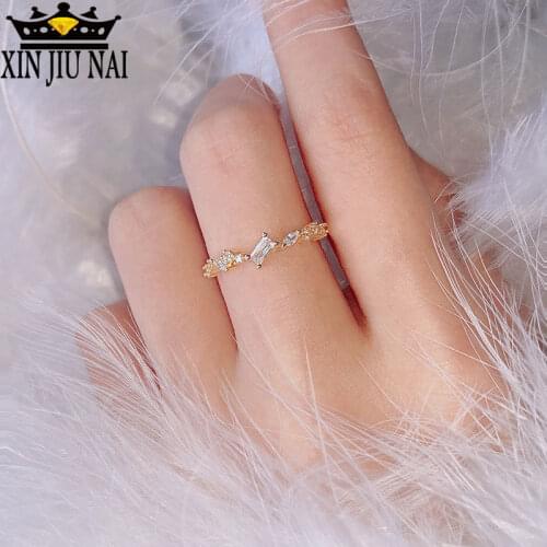 2019 new Golden Luxury Womens Jewelry with High Quality Transparent Zircon Retro style Ring Valentines Day Gift