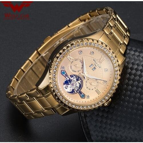 WOLF-CUB Brand New Swiss Drilled Fully Automatic Hollowed-out Tour Flywheel Night Light Mens Machinery Watch