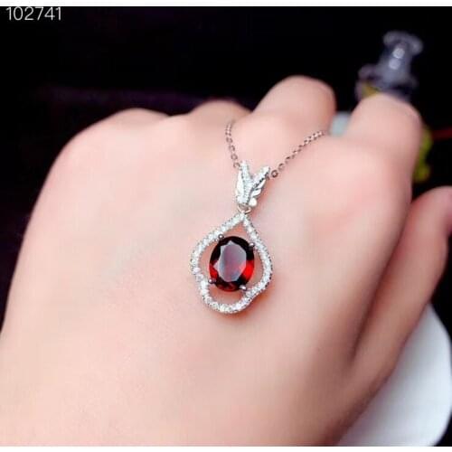 Lost money for sale classic garnet necklace for women ornament real 925 silver natural gem lucky birthstone party gift