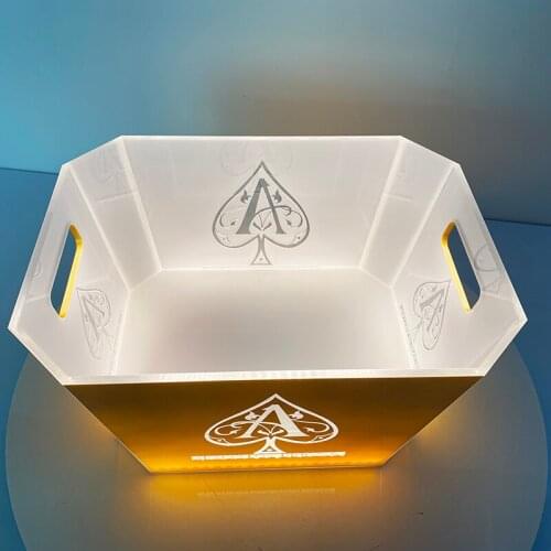 Rechargeable battery square waterproof acrylic led light wine beer ice bucket